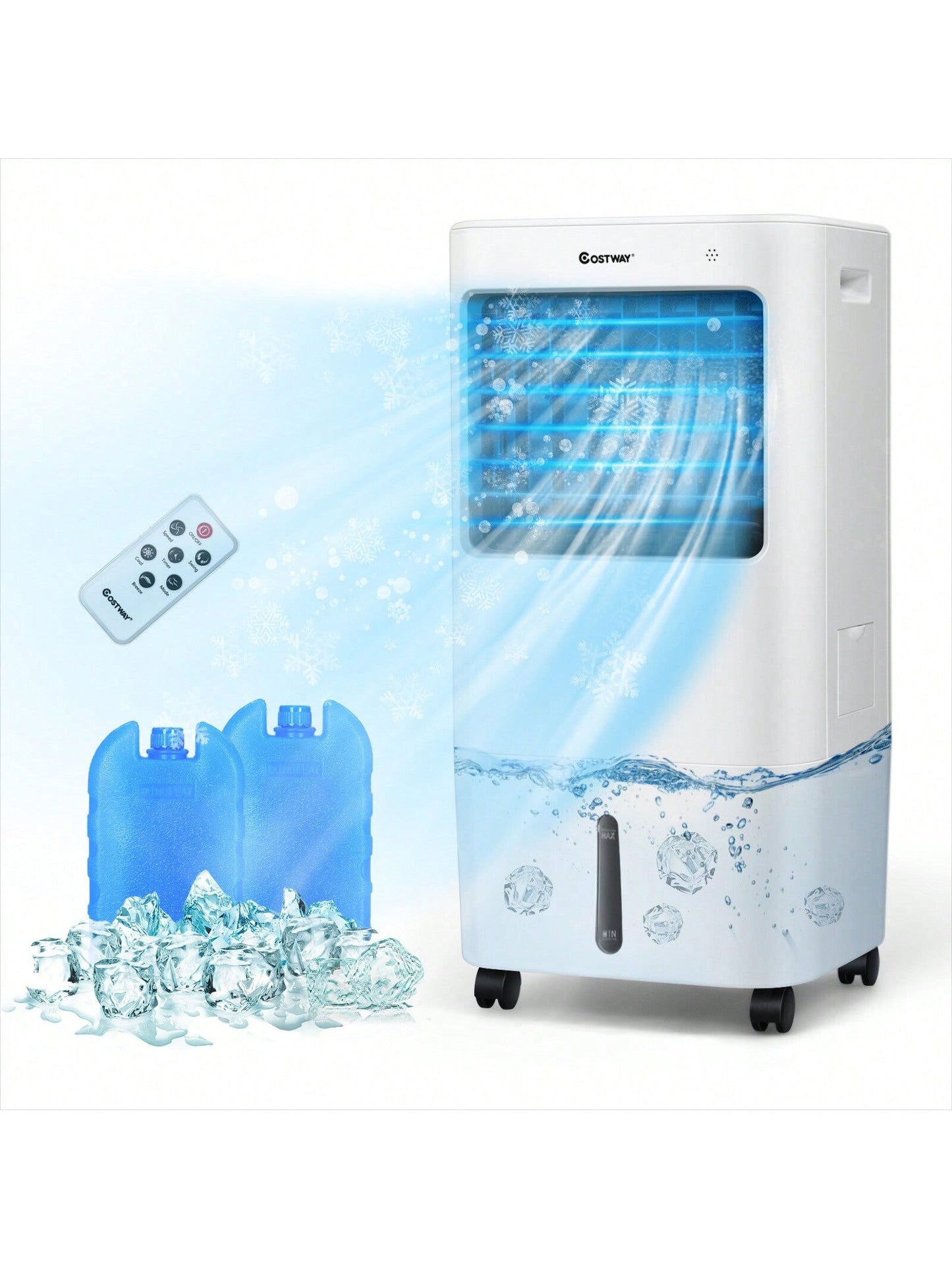 Evaporative Portable Air Cooler Fan w/ Remote Control-White