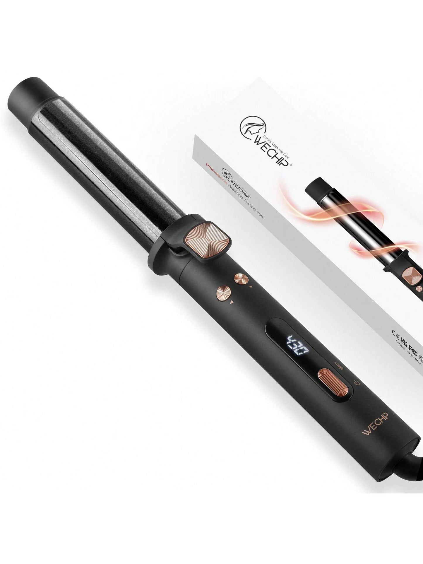 Webeauty Rotating Curling Iron, Professional 1 Inch Automatic Hair Curler Titanium Auto Hair Curling Iron Self Curling Wand With Long Barrel, 5 Adjustable Temps, 1H Auto Off, Dual Voltage & Anti-Scald