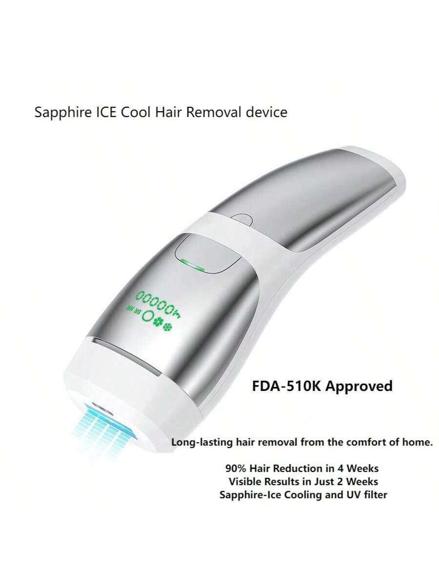 Sapphire Ice Cooling IPL Hair Removal Device For Women And Men At Home Upgraded To 400,000 Flashes Permanent For Facial Legs Arms Bikini Line ,Painless Hair Removal Device FDA-510K Approved