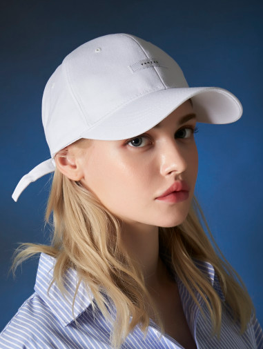 VARZAR Cap Hat Solid Label Overfit Ball Cap White