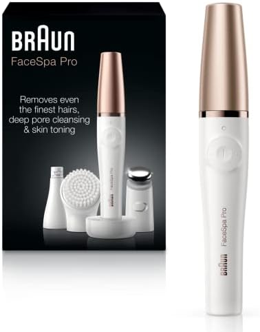 Braun Face Epilator Facespa Pro 911, Facial Hair Removal for Women, Hair Removal Device, 3-in-1 Epilating, Cleansing Brush and Skin Toning with 3 extras