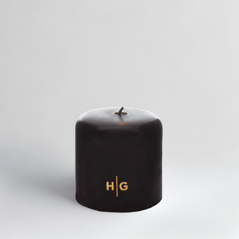 Black Unscented Pillar Candle, 4"x4"