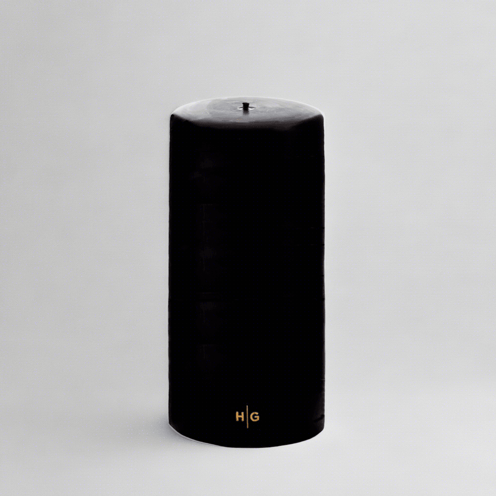 Black Unscented Pillar Candle, 4"x8"
