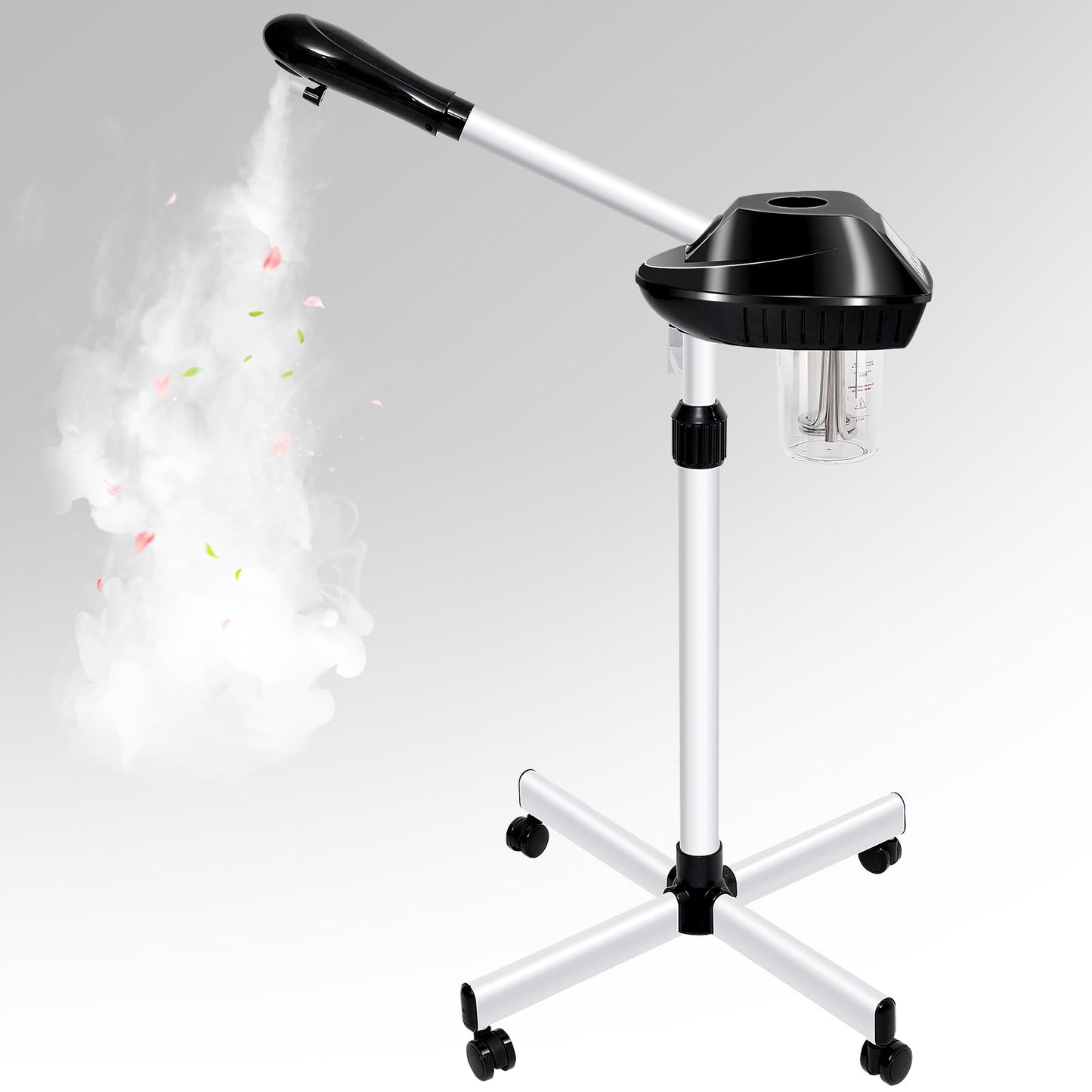 Takeashine Professional Facial Steamer on Wheels, Ozone Facial Steamer with Time Setting, Stand Facial Steamer Adjustable Height for Spa, Salon and at Home Use