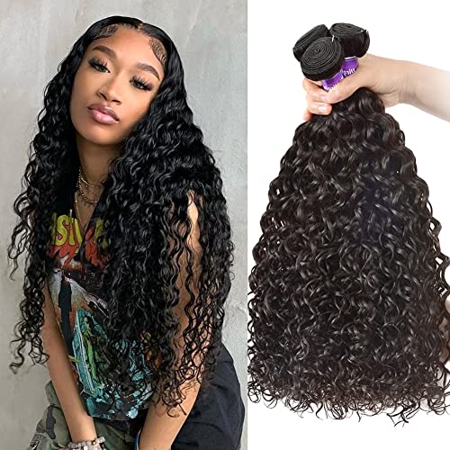 Aopusi Brazilian Hair Bundles Water Wave Virgin Remy Human Hair (18 20 22 Inch) Water Curly Wet and Wavy Hair 3 Bundles/Lot Hair Weft Natural Color