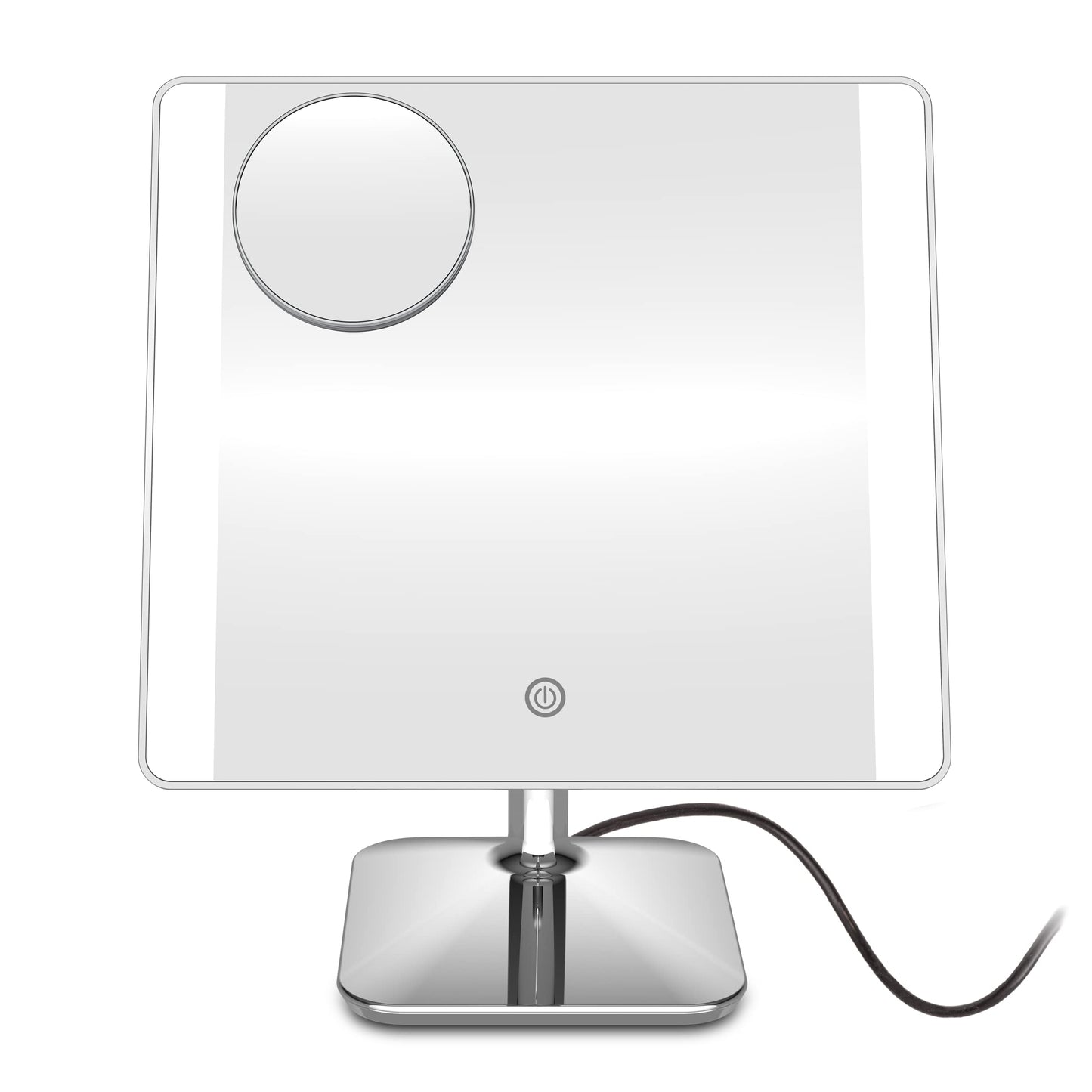 Conair Lighted Makeup Mirror with 10X Spot Magnification and Phone Holder, LED Makeup Mirror with Lights, 1X/10X Magnifying Mirror, Corded in Polished Chrome