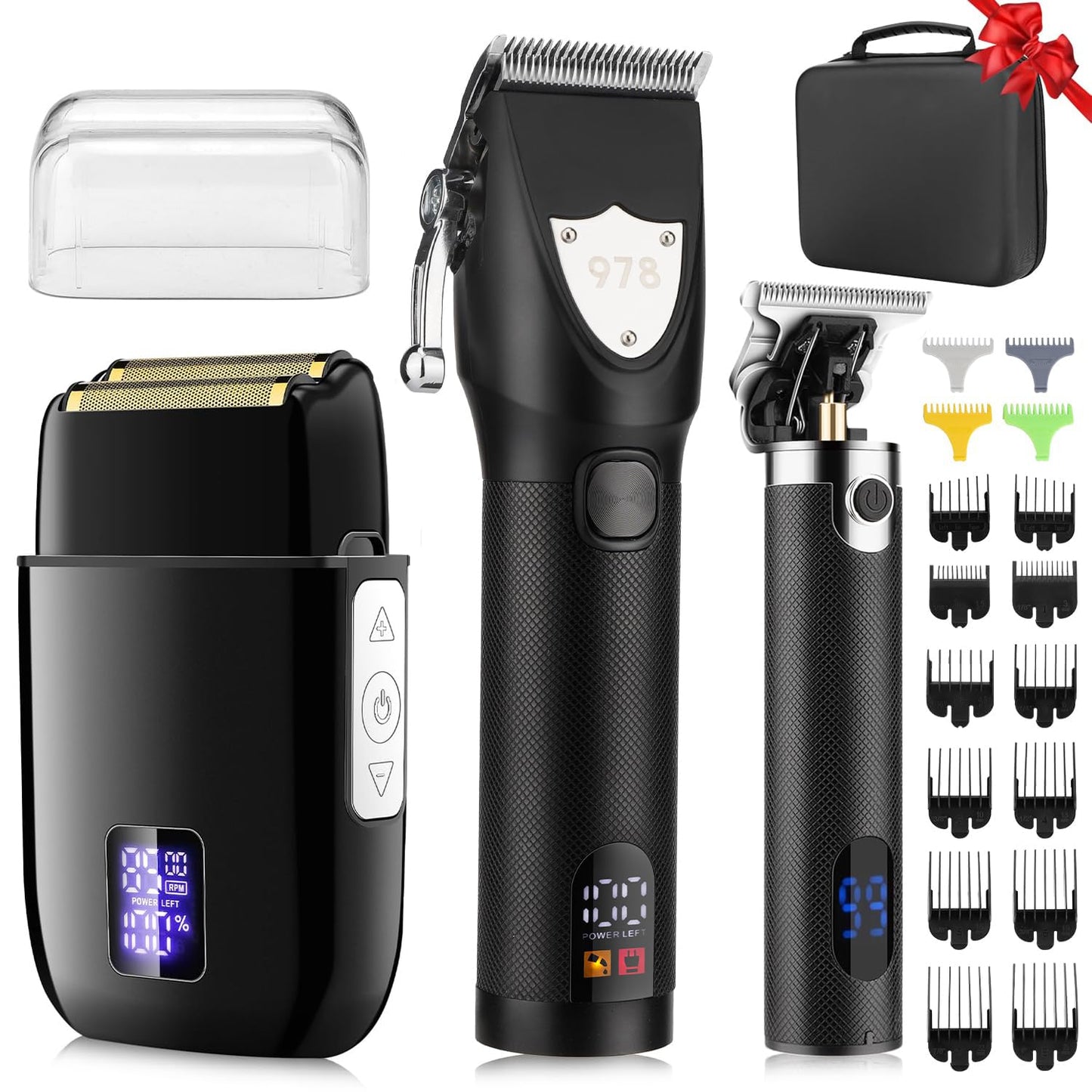 Suttik Hair Clippers for Men Professional, Cordless Beard Trimmer & Electric Shavers for Men, Mens Hair Clippers and Trimmer Kit for Barber with Case, Black