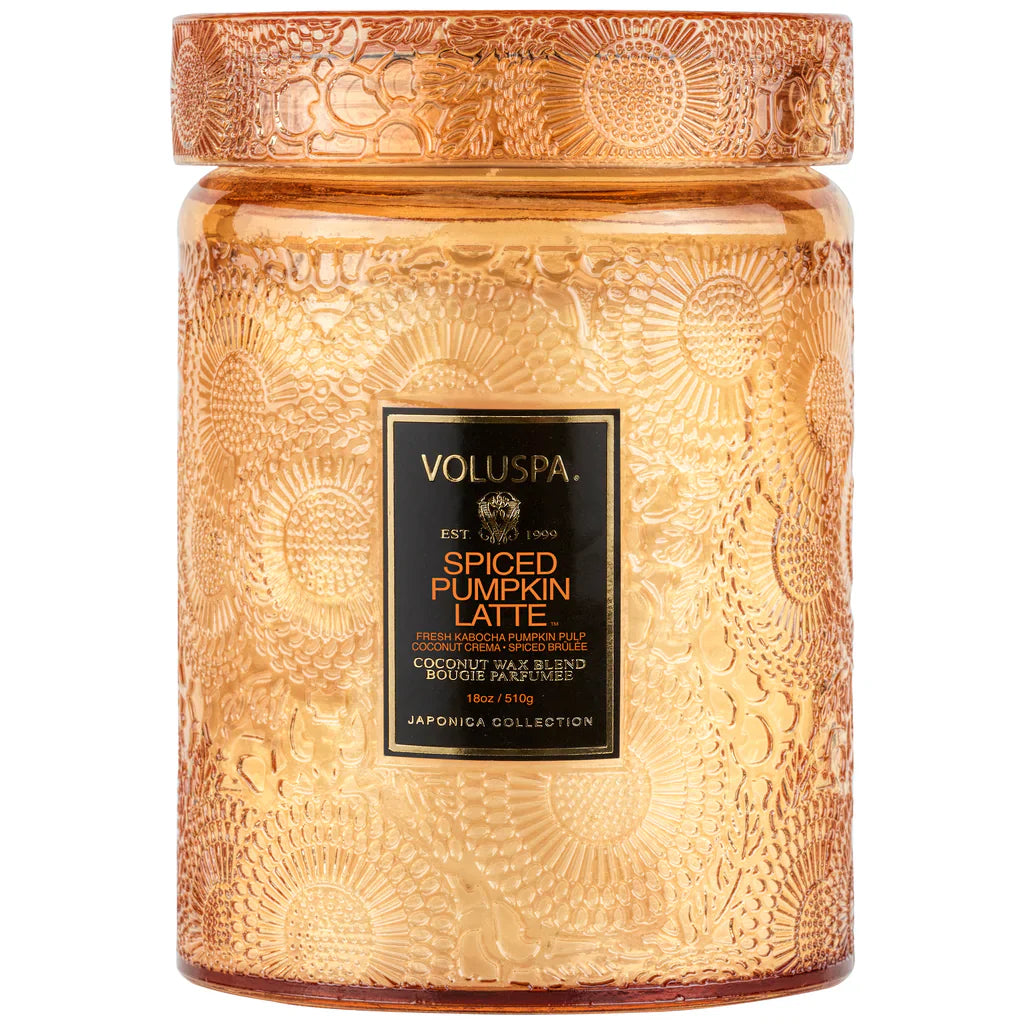 {Voluspa} Glass Jar Candle with Lid :: Spiced Pumpkin Latte :: Large