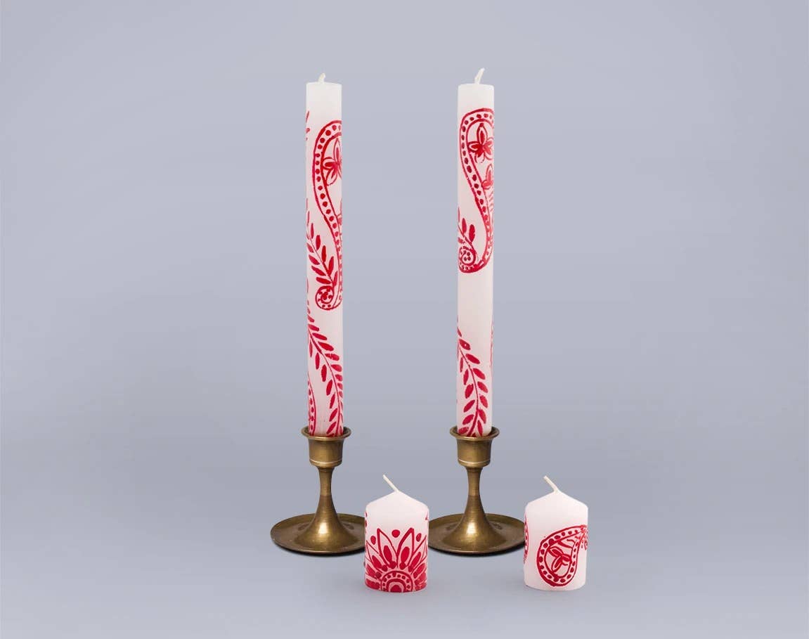 {Thumbprint Artifacts} Votive Candles :: Henna Red on White :: Box of 6