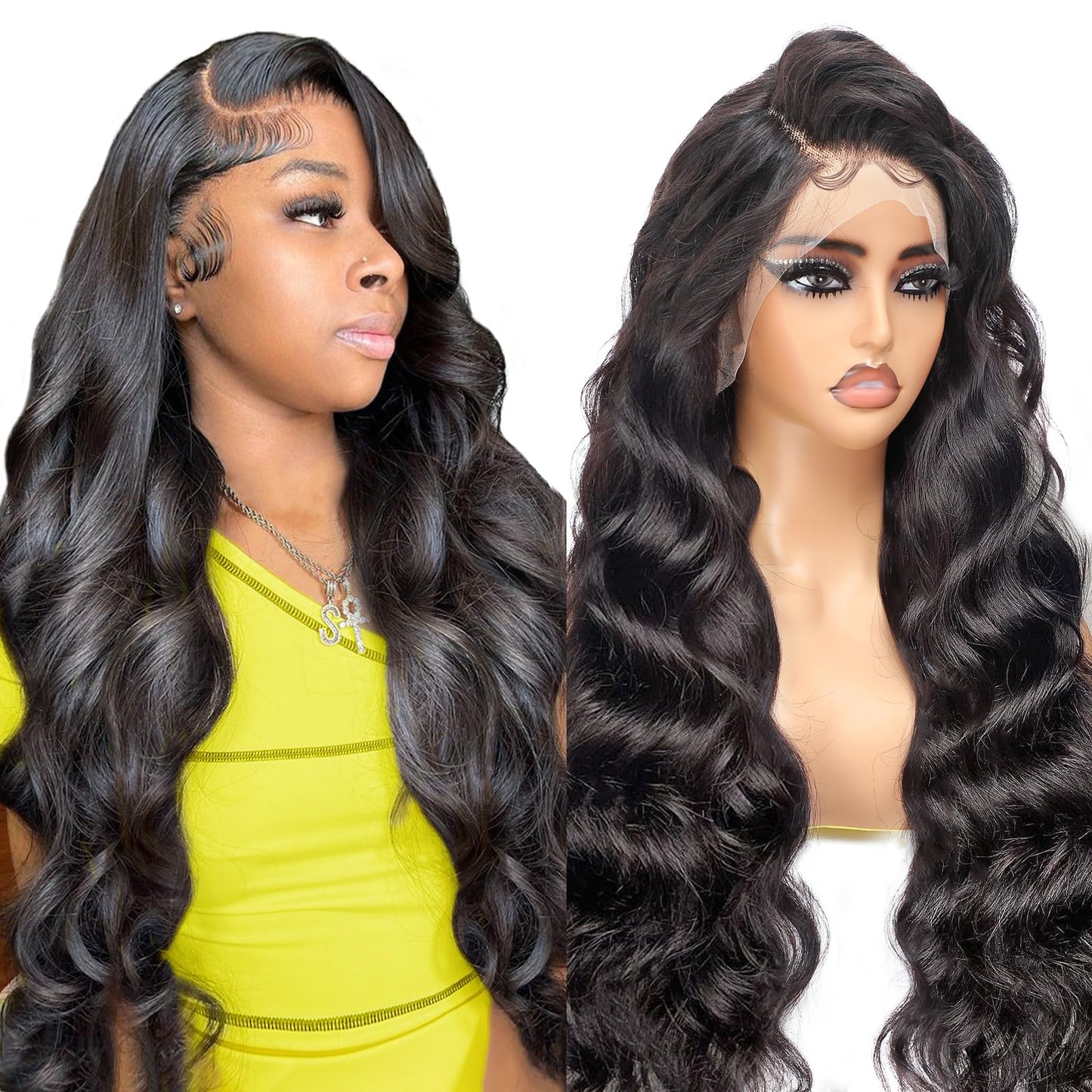 13x6 Lace Front Wigs Human Hair 200 Density, 24 Inch Hd Transparent Lace Front Wigs Human Hair Pre Plucked, Glueless Body Wave Frontal Wigs Human Hair Hd Lace With Baby Hair, Bleached Knots