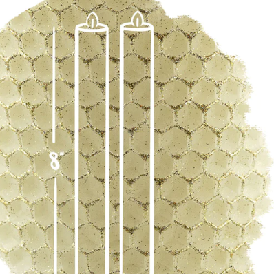 Set of Six 8" Tapers Lumiere (Ivory with Gold Sparkle)
