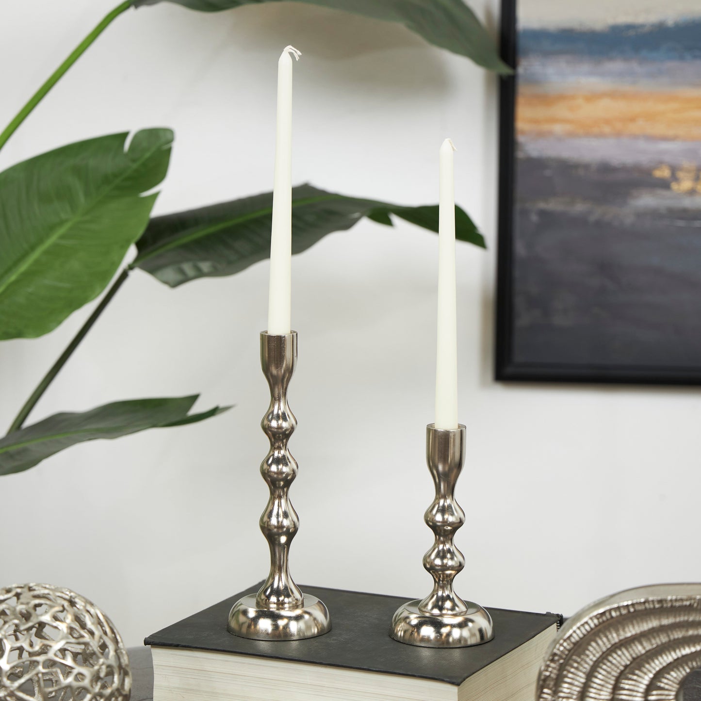 Beaded Metal Candle Holder - Set of 2