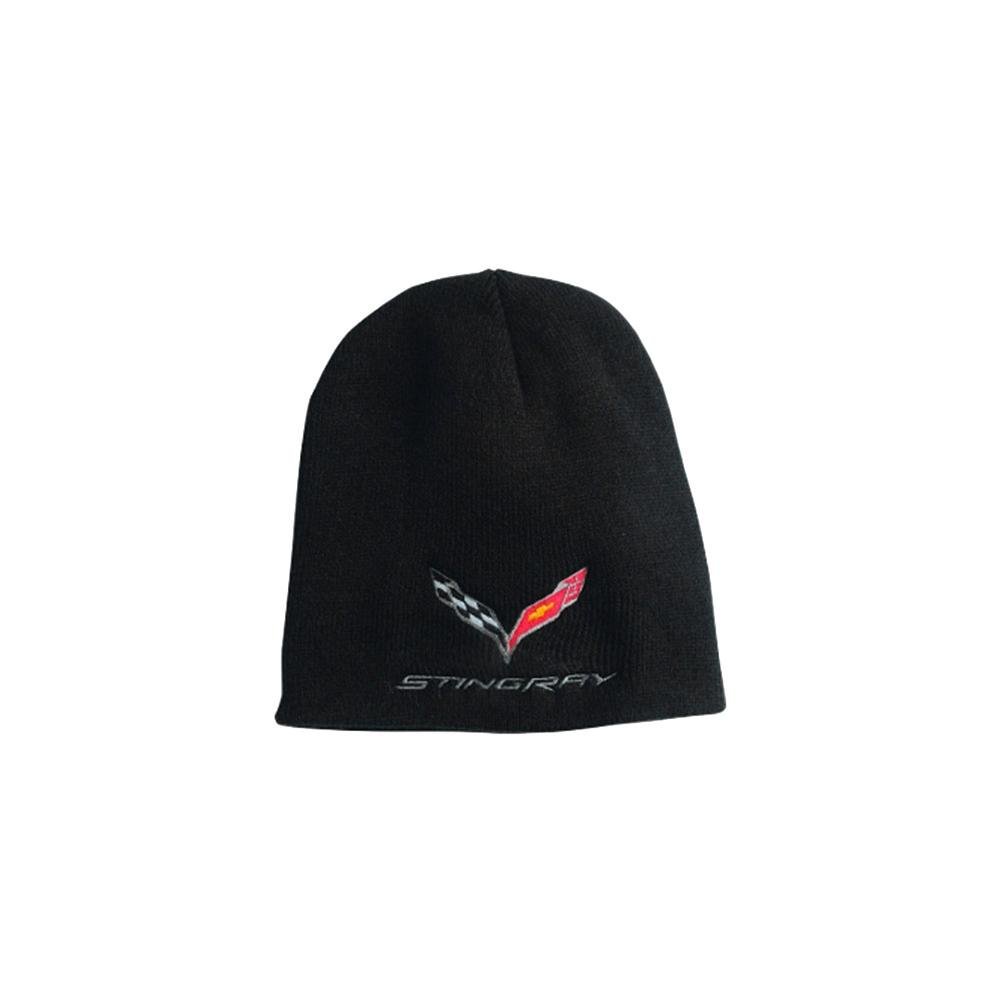 C7 Corvette Stingray Knit Pullover Beanie : Black