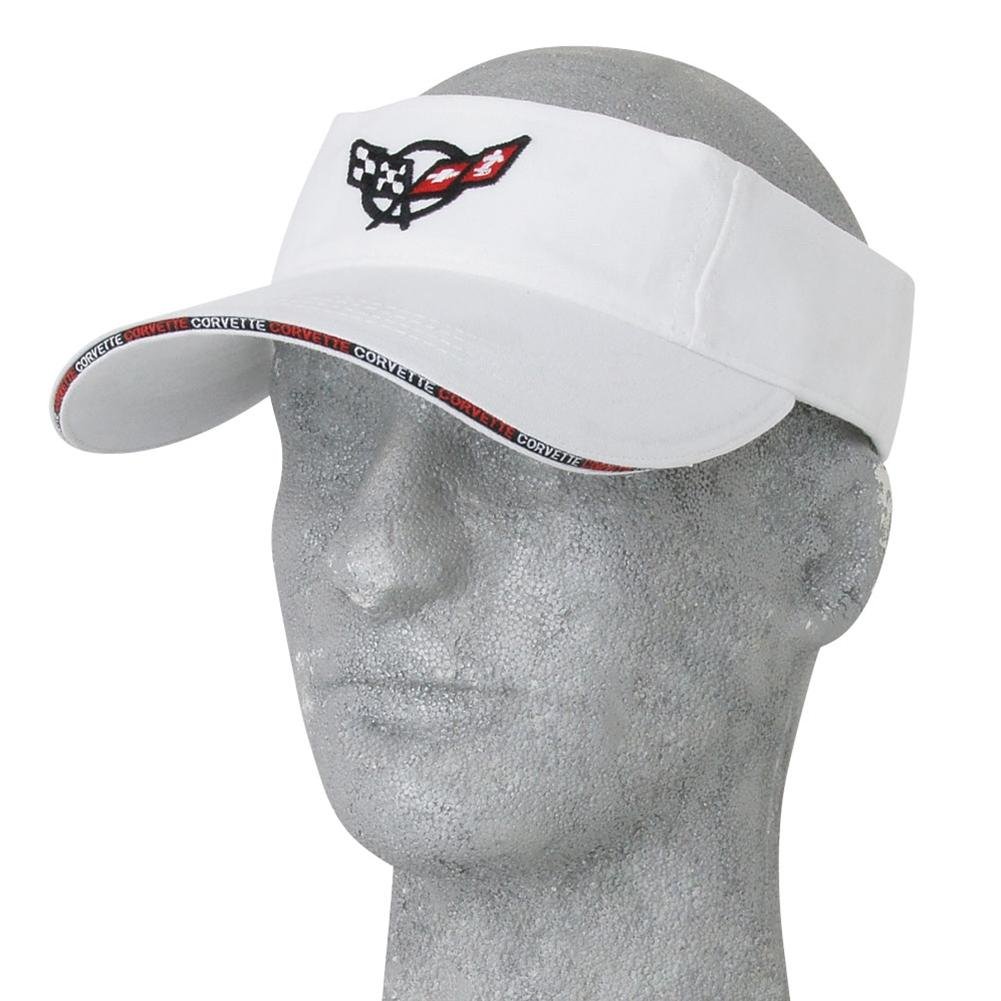 Corvette Visor : Embroidered Bill C5 Logo - White