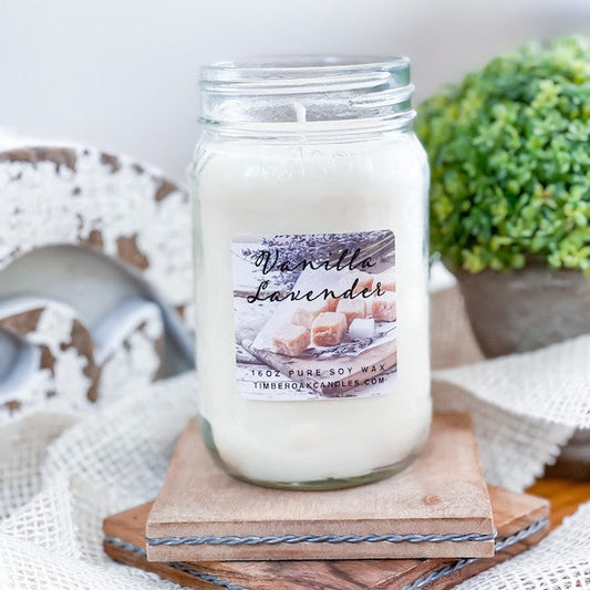 Vanilla Lavender 16oz Mason Pure Soy Candle