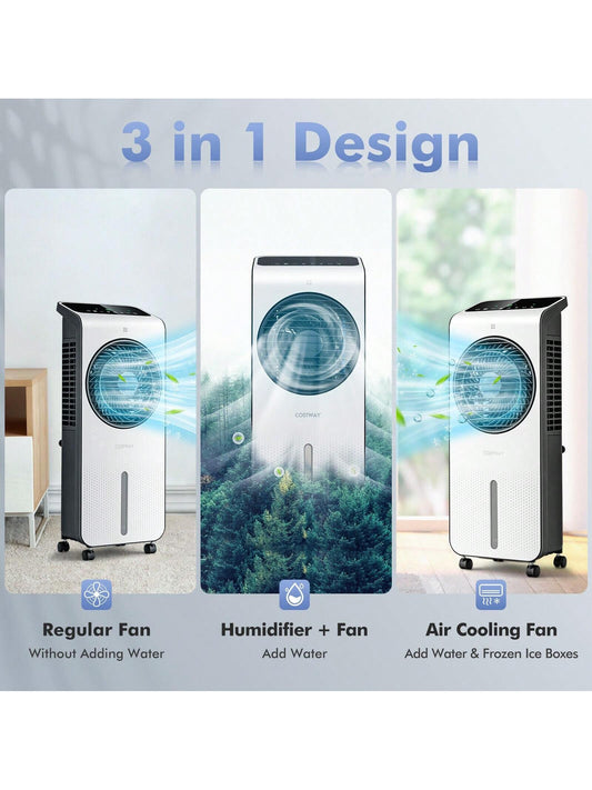 3-In-1 Evaporative Air Cooler With 12H Timer Remote-White