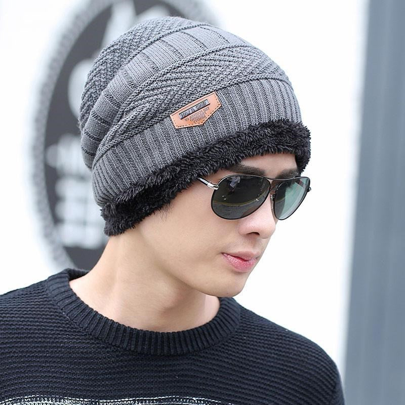 [Hat + Scarf] Korean Style Autumn And Winter Velvet Thickened Warm Knitted Woolen Hat Men&#039;s Outdoor Pullover Hat