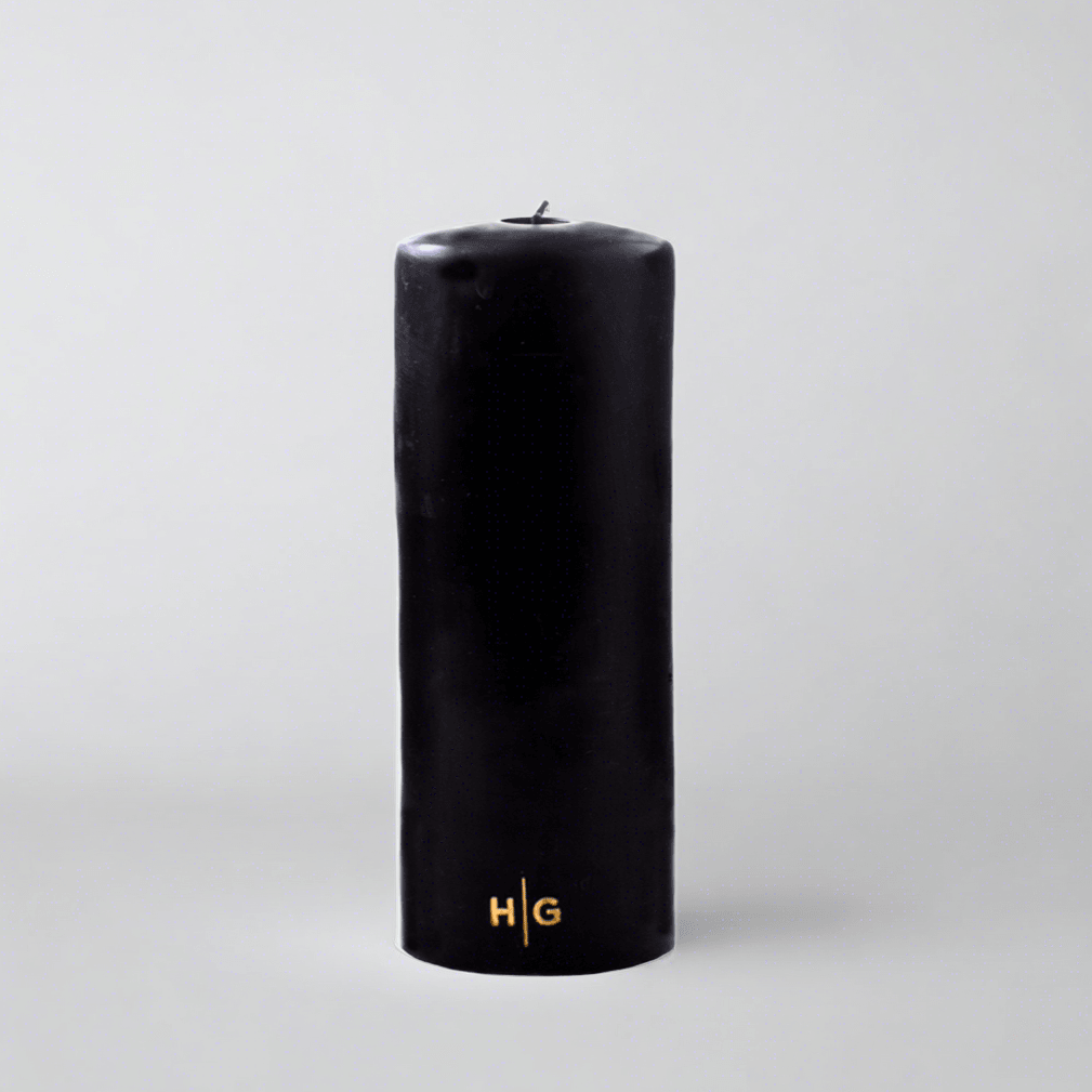 Black Unscented Pillar Candle, 3"x8"