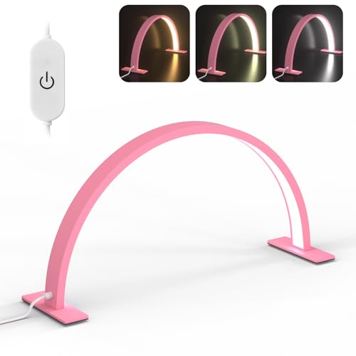 Beauty Star Half Moon Light for Nail Desk, Arch Lamp for Nail Tech, LED Pro Table Lash Lamp for Eyelash Extensions, Tattoo, Manicure, Esthetician, Eyebrow Tattooing（Pink）