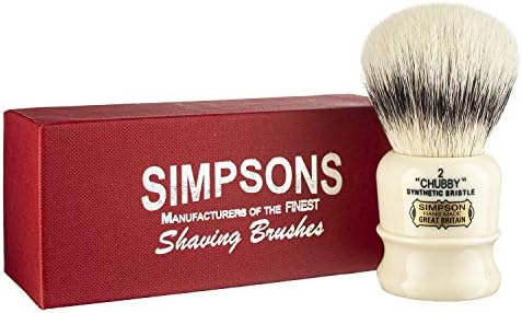 Chubby Shaving Brush- Simpson Shaving Brushes - Faux Ivory Handle (Chubby 2 Synthetic)
