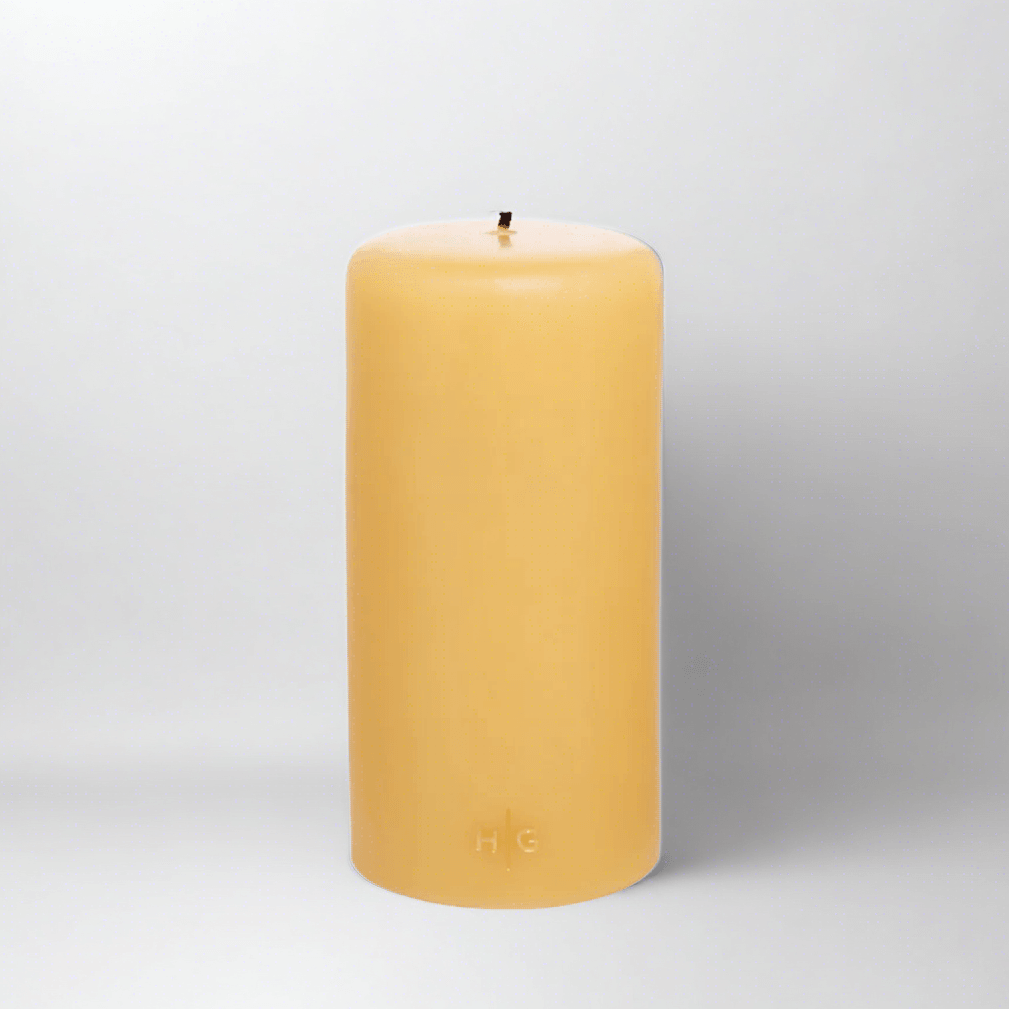 Amber Unscented Pillar Candle, 4"x8"