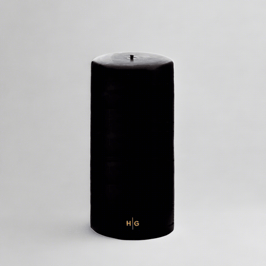 Black Unscented Pillar Candle, 4"x8"