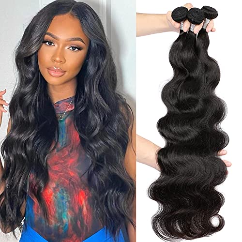 10A Brazilian Body Wave Bundles 18 20 22 Inch Human Hair Bundles 100% Unprocessed Virgin Hair Body Wave 3 Bundles Human Hair Weave Bundles Deals 1B Natural Black