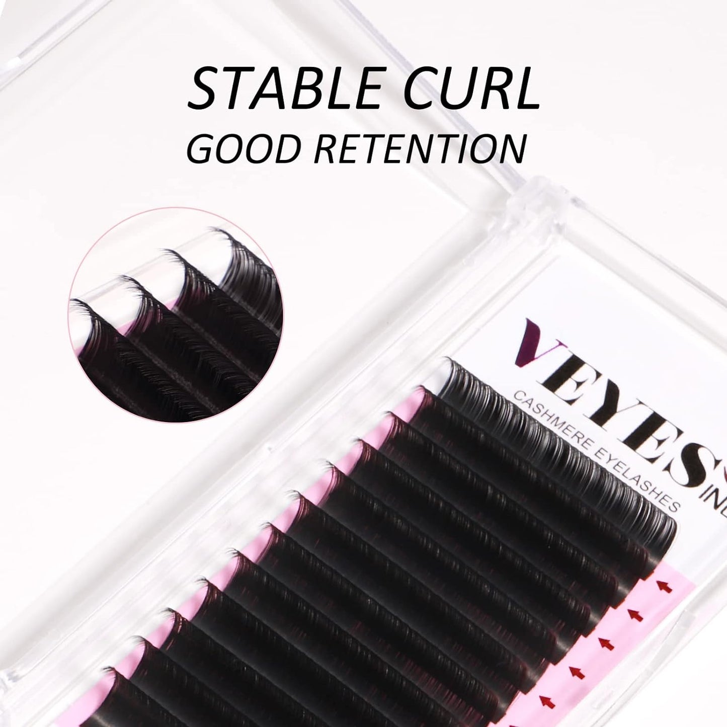 VEYES INC Cashmere Volume Lash Extensions C CC D DD LD L B J M Curl 0.03-0.20 thickness, Super Matte Black Individual Eyelashes Tray, Professional Supplies for Lash Techs (0.05 D 8-16mm)