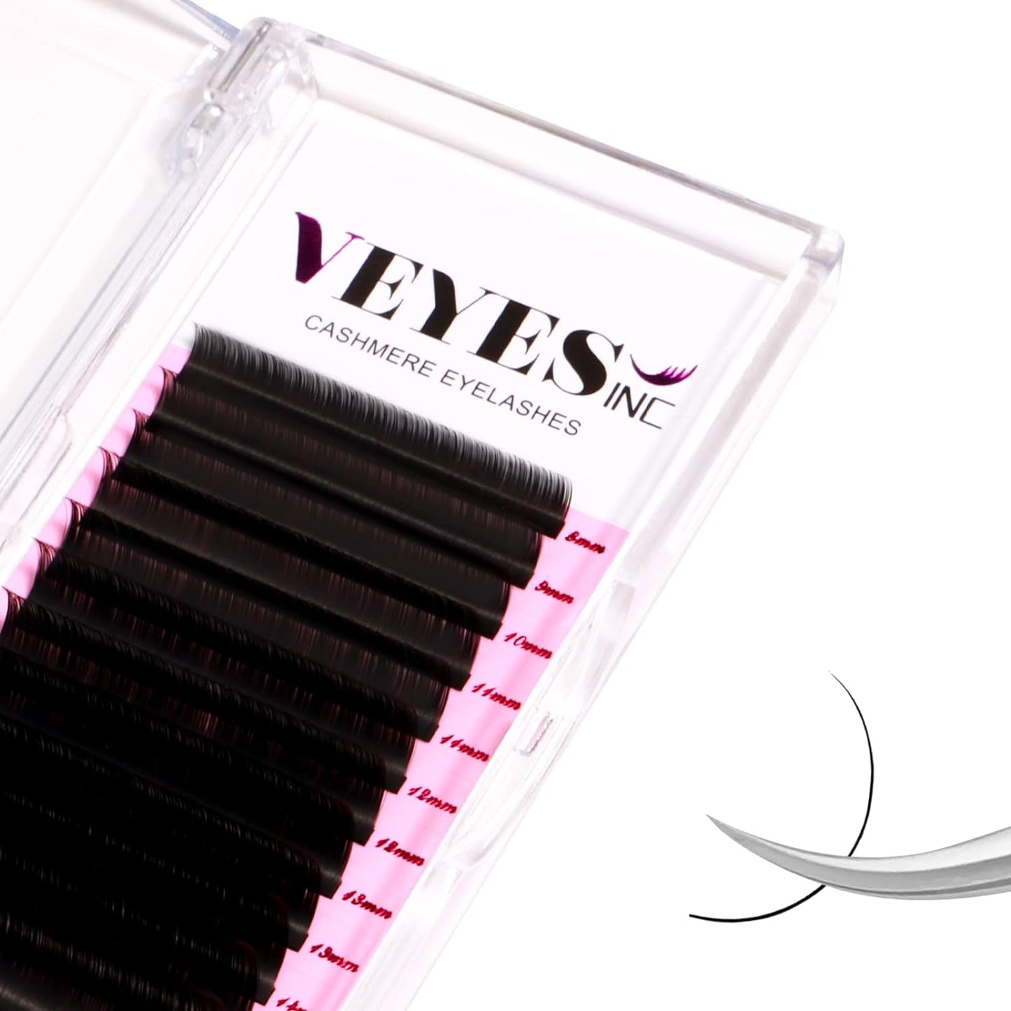 VEYES INC Cashmere Volume Lash Extensions C CC D DD LD L B J M Curl 0.03-0.20 thickness, Super Matte Black Individual Eyelashes Tray, Professional Supplies for Lash Techs (0.05 D 8-16mm)