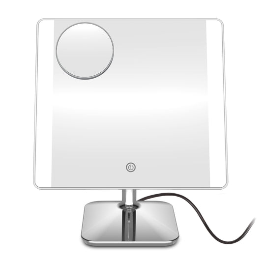 Conair Lighted Makeup Mirror with 10X Spot Magnification and Phone Holder, LED Makeup Mirror with Lights, 1X/10X Magnifying Mirror, Corded in Polished Chrome