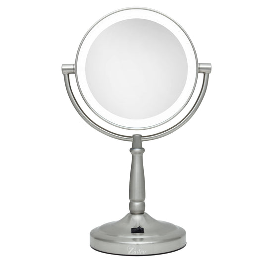 Zadro 9" Round LED Makeup Mirror with Lights and Magnification 5&10X/1X AA Battery Operated Swivel Lighted Makeup Mirror