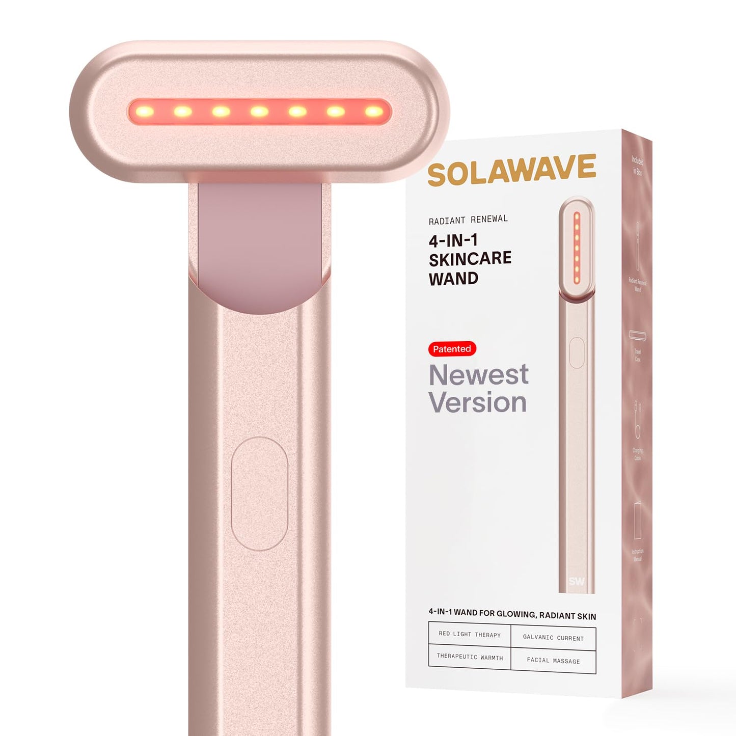 Solawave 4-in-1 Radiant Renewal Wand, Face Skincare Wand with Facial Massager, Facial Wand