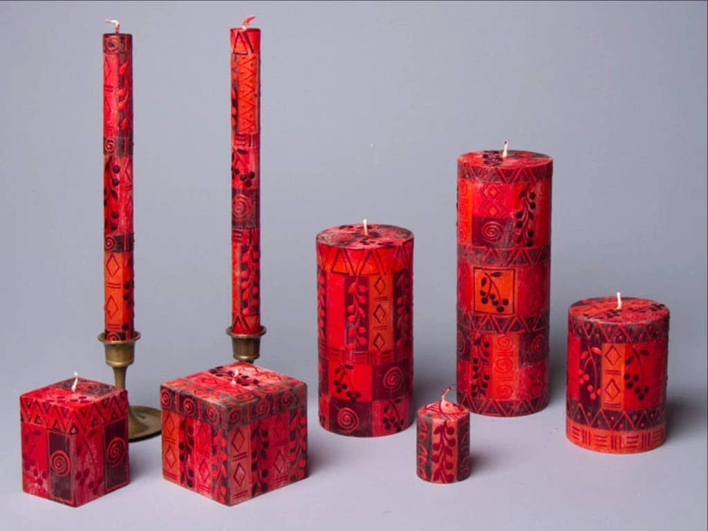 {Thumbprint Artifacts} Pillar Candles :: Berry Blaze :: 3" x 6"