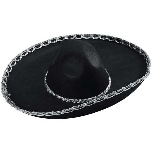 Black Sombrero Hat w/ Silver Trim