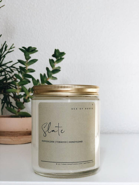 {Sea of Roses} Coconut + Soy Wax Candle :: Slate