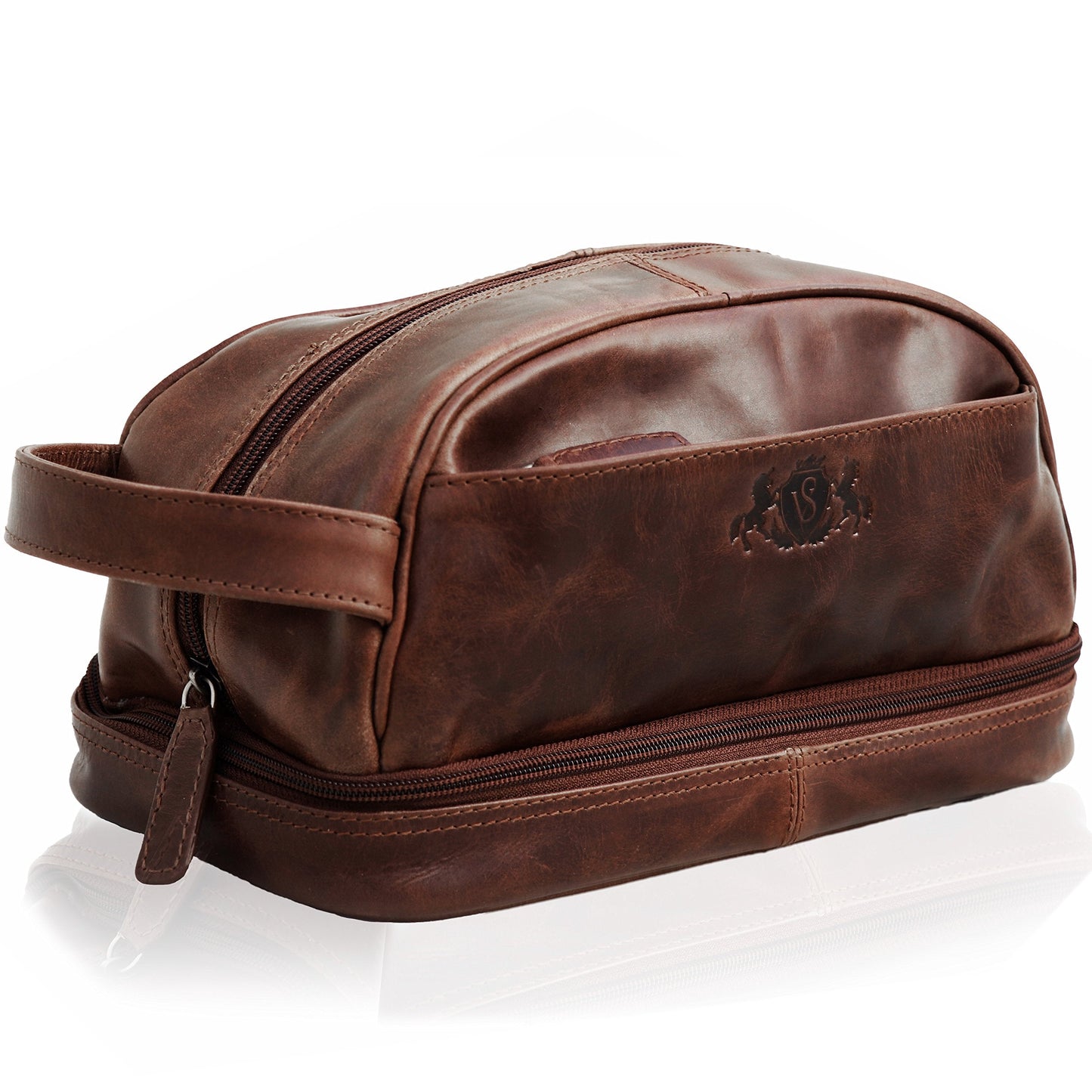 SID & VAIN wash bag ALEX Large Overnight Wash Gym Shaving Bag For Men's  real leather toiletry bag leather bag Male brown