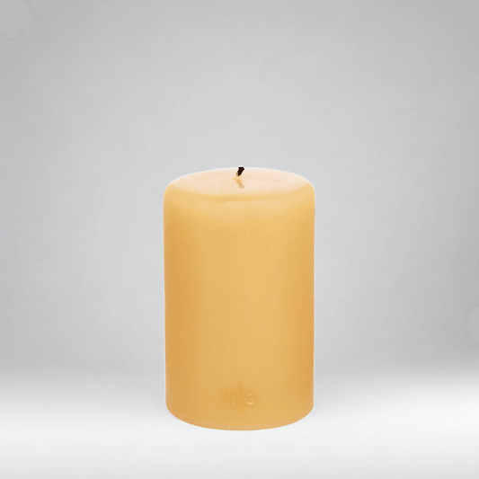 Amber Unscented Pillar Candle, 4"x6"