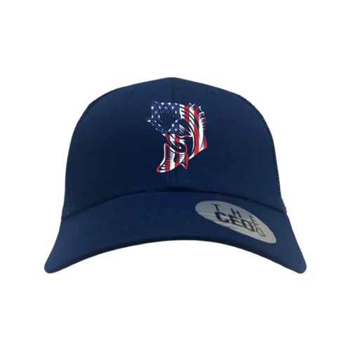 American Flag Fish Embroidered Trucker Hat