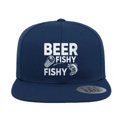 Beer Fishy Fishy Embroidered Flat Bill Cap