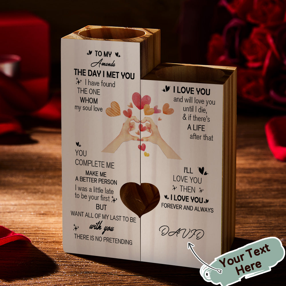 Valentine's Day Personalized Handmade Wooden Candlesticks Gift for Lover
