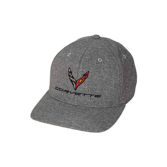 C8 Corvette Corvette Premium Heather Flexfit Cap : Heather Light Grey