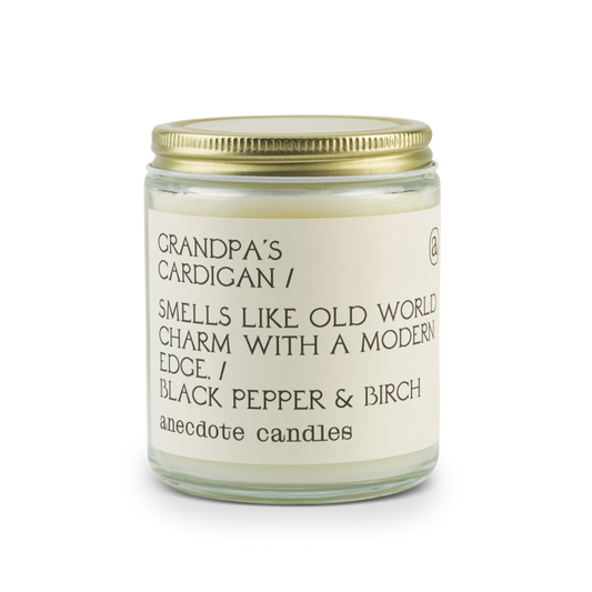 {Anecdote Candles} Coconut Soy Wax Blend Candle :: Grandpa's Cardigan :: Black Pepper & Birch