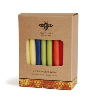 {Big Dipper Wax Works} Pure Beeswax Hanukkah Tapers :: Set of 45 :: Multicolor