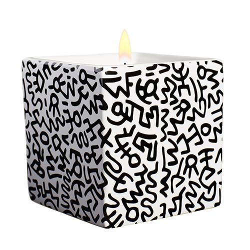 Square Keith Haring Candles by Ligne Blanche Paris Candles Ligne Blanche Black Pattern