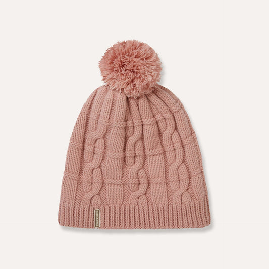 1 Hemsby Waterproof Cold Weather Cable Knit Bobble Hat  -  Small/Medium / Pink