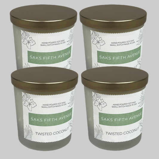 SAKS FIFTH AVENUE Twisted Coconut Hand Poured Soy Wax Candle 8 fl oz LOT OF 4! (New)