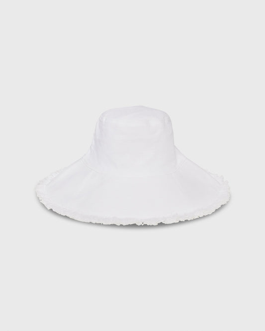 Canvas Packable Hat in Solid White