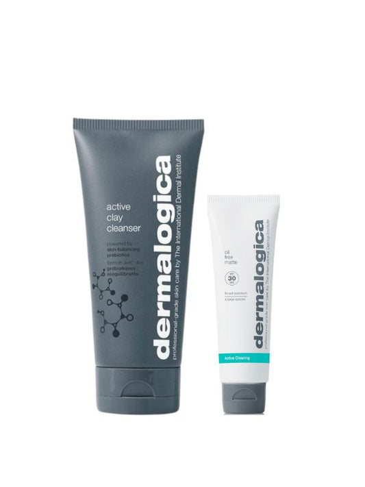 Shine Free Duo - Active Clay Cleanser + Oil Free Matte SPF30