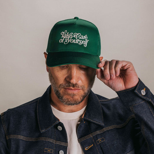 Take Care Hat in Kelly Green