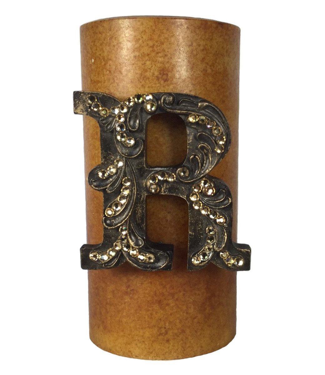 Decorative Candle 3x6 with Jeweled Initial